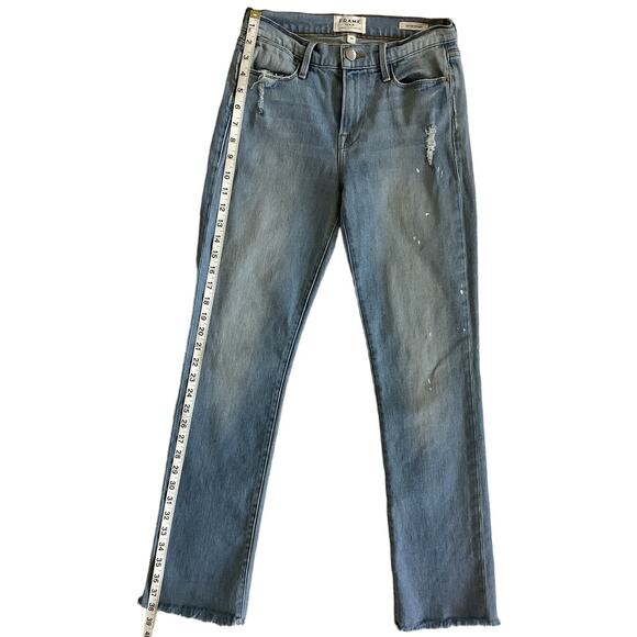 FRAME Denim Le High Straight Distressed Jeans Blue 26 or 2 Boyfriend - Picture 8 of 16